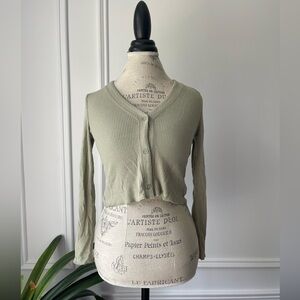 Oak + Fort V neck bottom down green cardigan